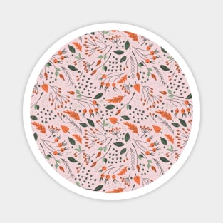 Cute retro print with falling leaves, berries and tree branches Magnet